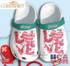 Love Heart In Nurse Shoes Clogs Crocs Gift For Female Friends   Lnurse005