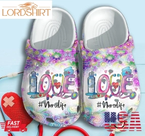 Love Nurse Life With Medical Equipment Stock Shoes Clogs Crocs Gift   Lnurse002