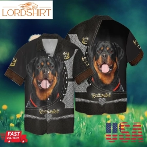 Love Rottweiler Dog Graphic Print Short Sleeve Hawaiian Casual Shirt Y97