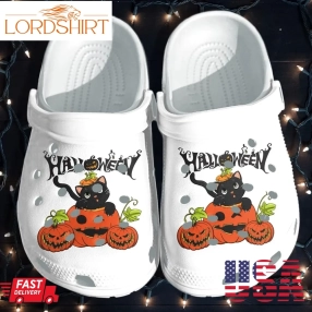 Lovely Cat In A Pumpkin Shoes Clog   Halloween Crocs Crocband Clog Birthday Gift For Boy Girl