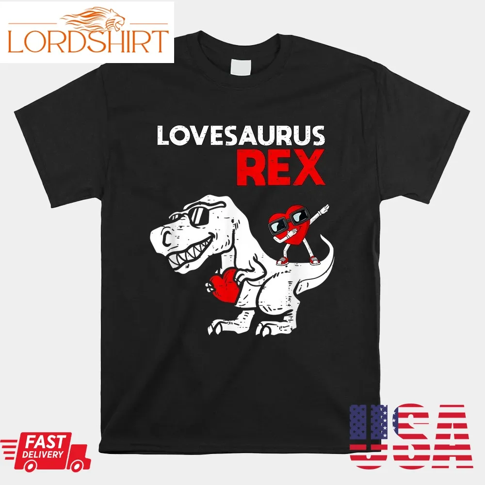 Lovesaurus Rex Dabbing Heart Valentines Day Shirt