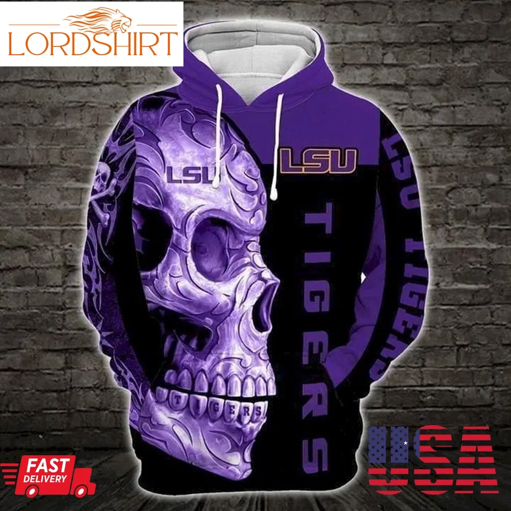 Lsu Tigers Ncaa Skull 3D Hoodie Sweatshirt