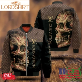 Luxury Louis Vuitton Brown And Black With Skull On The Right 3D Shirt