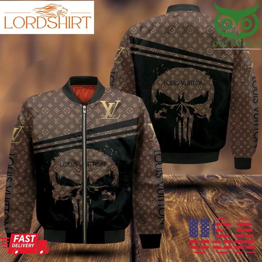 Luxury Louis Vuitton Skull Brown Bomber Jacket