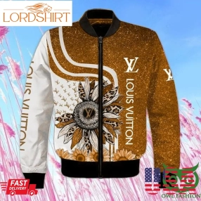 Luxury Louis Vuitton White With Twinkle Yellow And Sunflowers Bomber Jacket