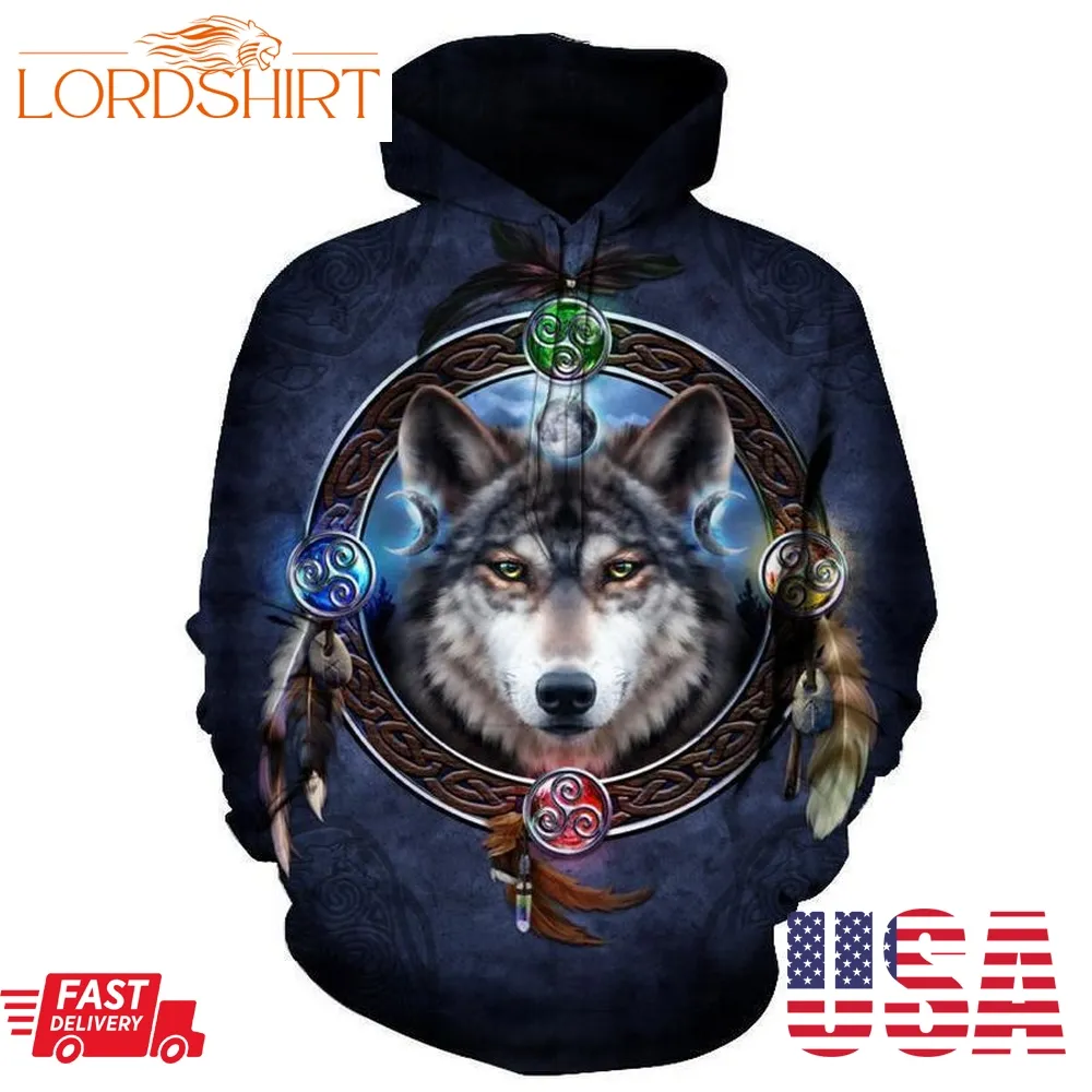 Magic Wolf Native American Pullover Hoodie Nvd1301