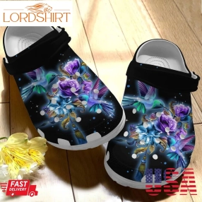 Magical Flowers With Hummingbird Shoes Crocs Clogs Birthday Gift For Friend   Magicalfl  Hmb