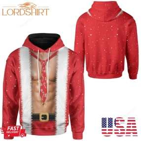 Male Santa Body Christmas 3D All Over Printed Hoodie Zip