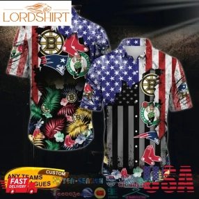 Massachusetts Sport Teams Tropical 4Th Of July Hawaiian Shirt  Saleoff