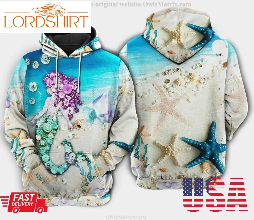 Mermaid And Starfish Loves Ocean Hoodie