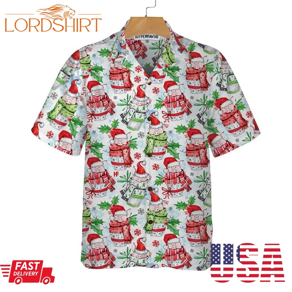 Merry Christmas Cute Pigs Hawaiian Shirt