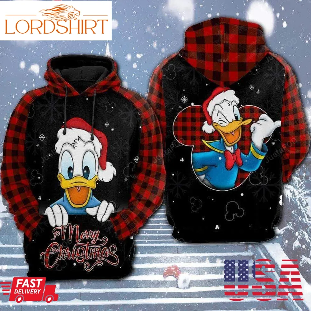 Merry Christmas Donald Duck 3D All Over Print Hoodie Zip Up