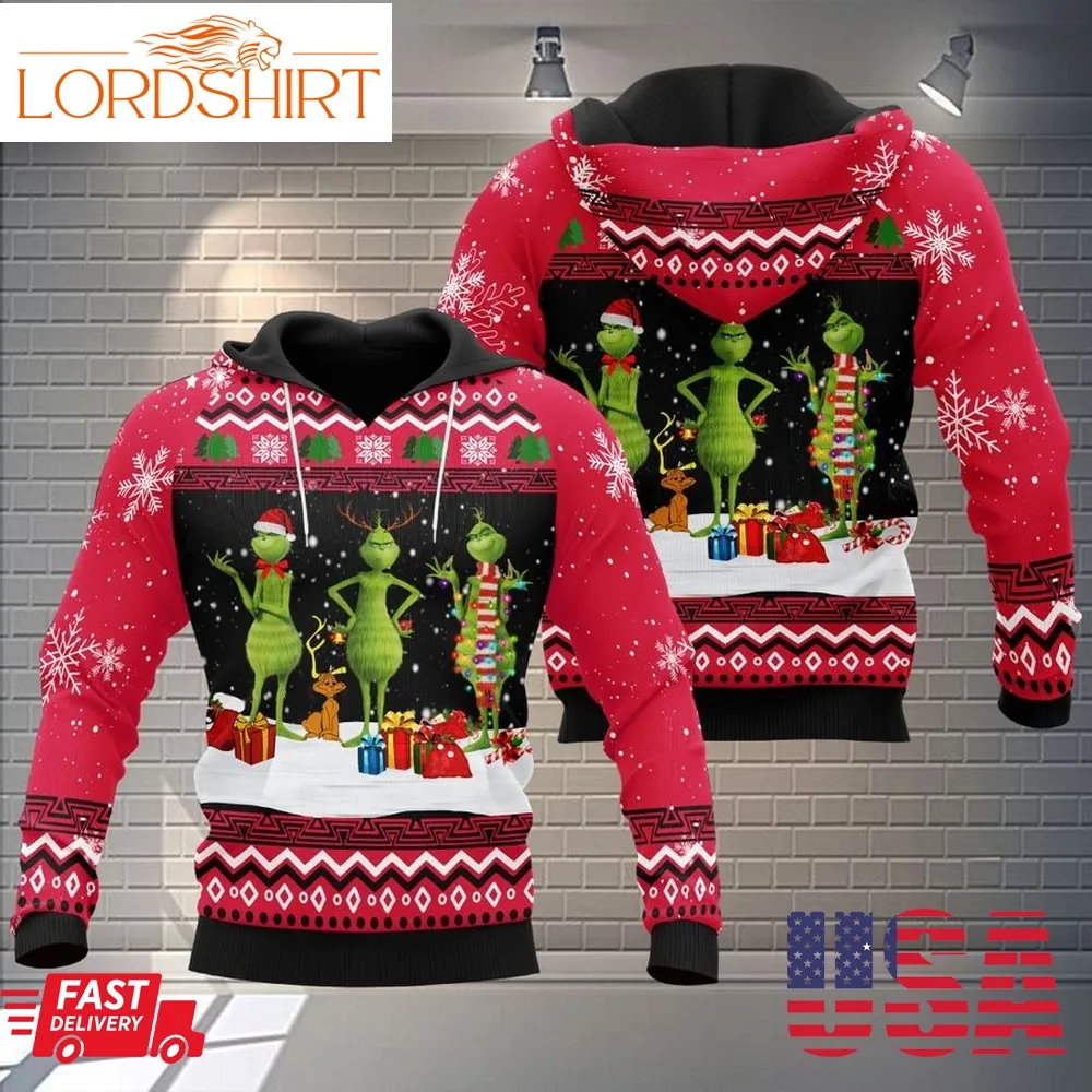 Merry Christmas Grinch And Gift 3D Sweatshirt Hoodie Hoodie Dress