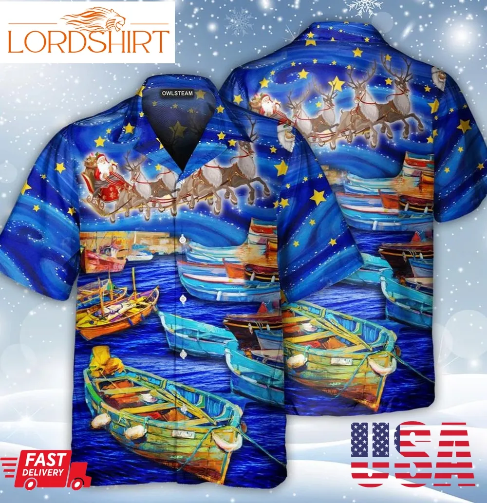 Merry Christmas Santa Boat Hawaiian Shirt