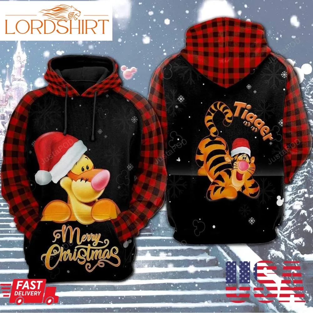 Merry Christmas Tigger Winnie The Pooh 3D All Over Print Hoodie Zip Up