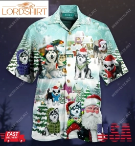 Merry Husky Christmas Unisex Hawaiian Shirt