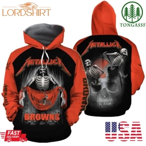 Metallica Skull Nfl Cleveland Browns 3D Hoodie