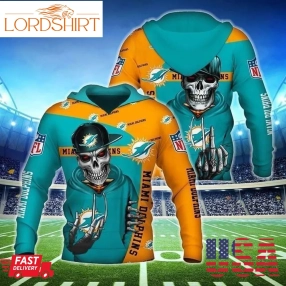 Miami Dolphins Hip Hop Skull Pullover And Zippered Hoodies Custom 3D Graphic Printed 3D Hoodie For Men For Women