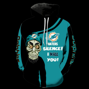 Miami Dolphins New Skull Full All Over Print K1208 Hoodie Zipper