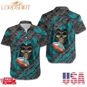 Miami Dolphins Shirt Skull Cracked Metal All Over Print 3D