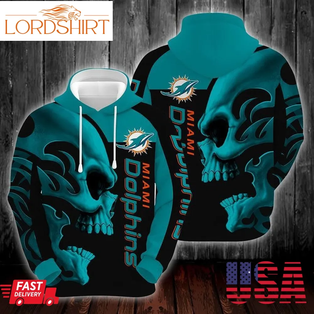 Miami Dolphins Skull Men And Women 3D Full Printing Hoodie Shirt Miami Dolphins Nfl 3D Full Printing Shirt Miami Dolphins 3D Full Printing Hoodie And Zip Hoodie For Fans