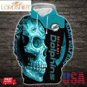 Miami Dolphins Skull Pullover And Zippered Hoodies Custom 3D Graphic Printed 3D Hoodie For Men For Women