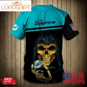 Miami Dolphins T Shirts 3D Hand Skull Short Sleeve