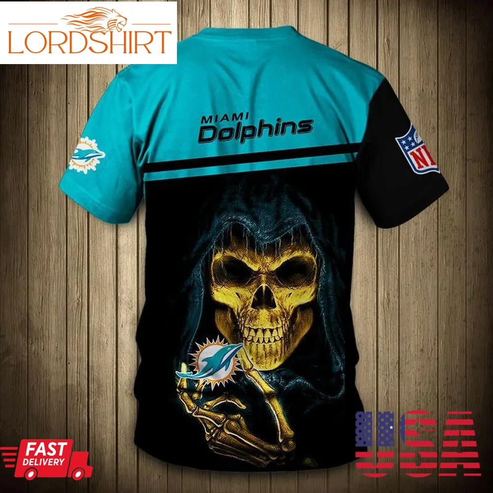 Miami Dolphins T Shirts 3D Hand Skull Short Sleeve