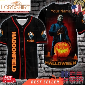 Michael Myers Murder Knife Horror Characters Scary Pumpkin Halloween Baseball Jersey Shirt