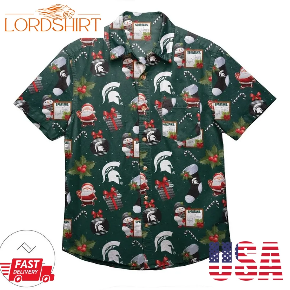 Michigan Sate Spartans Christmas Explosion Mens Hawaiian Shirt