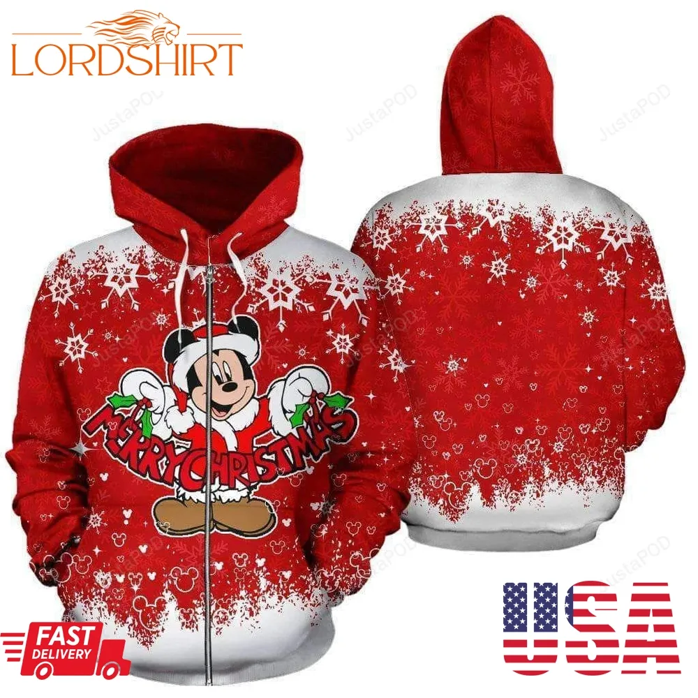 Mickey  Christmas 3D All Over Printed Hoodie Zip  Up