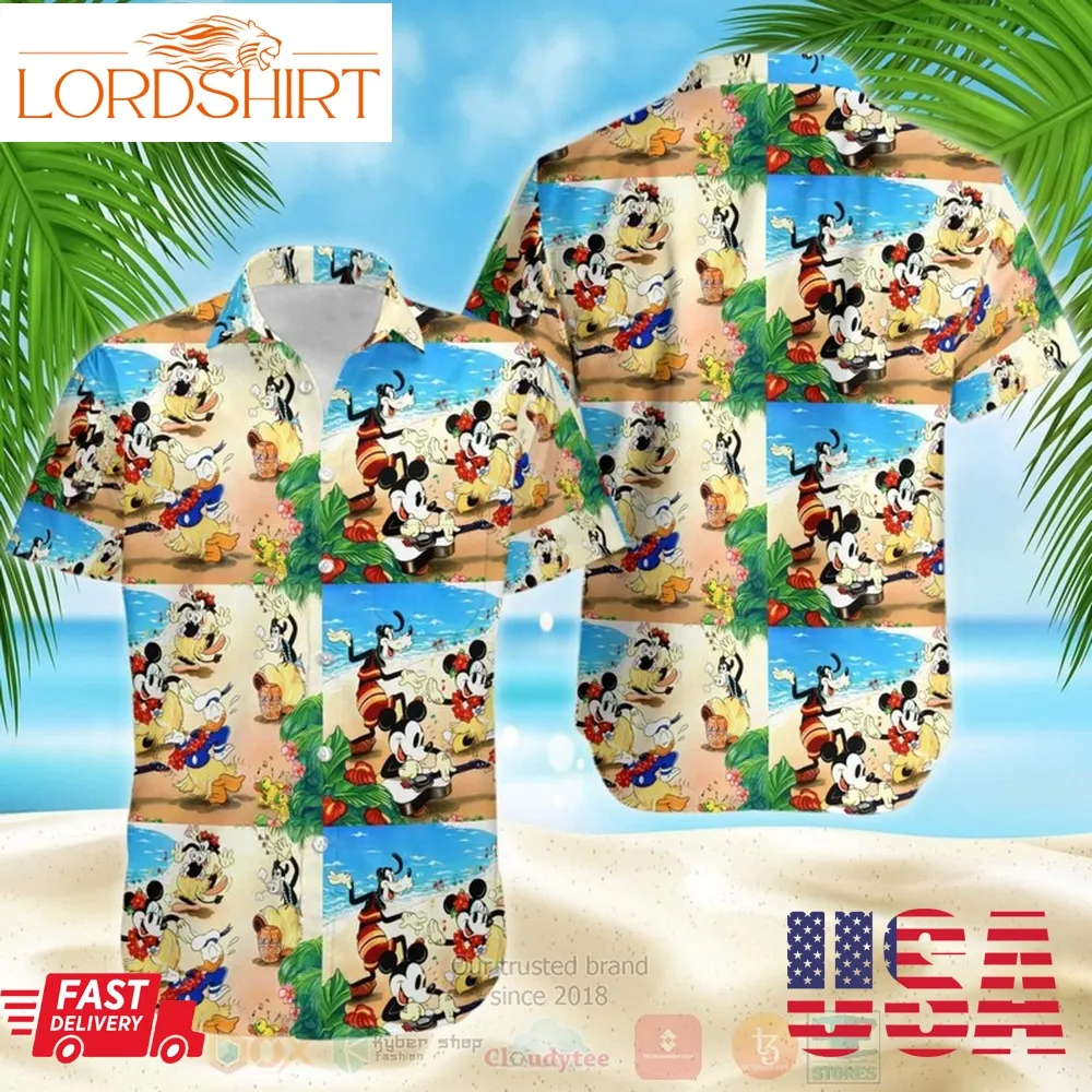 Mickey  Friends Blue Hawaiian Shirt