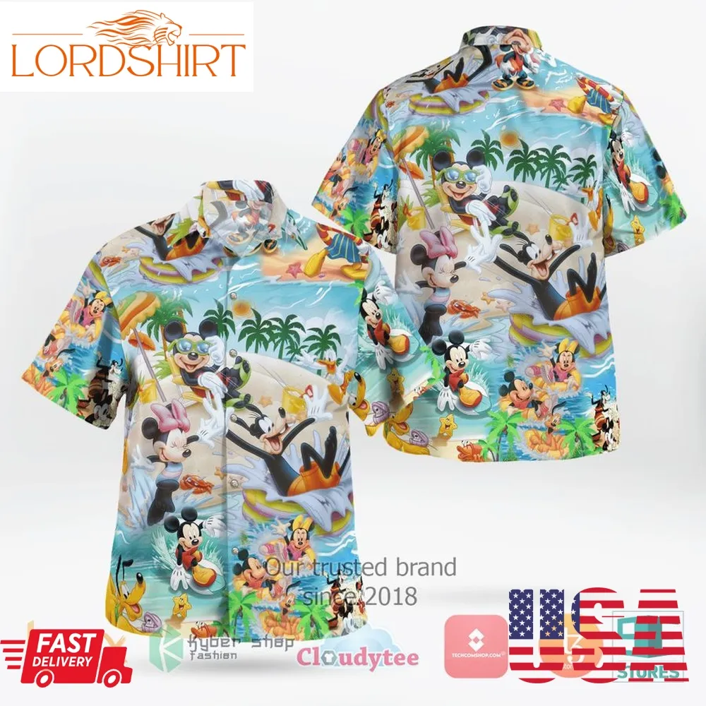 Mickey Mouse And Friends Beach Hawaiian Shirt, Shorts