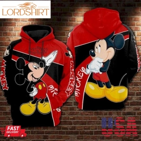 Mickey Mouse And Friends Red And Black Hoodie Sweater Shirt