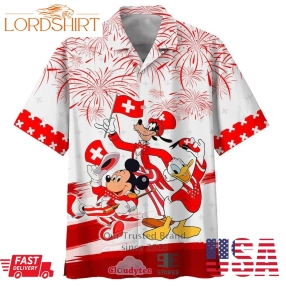 Mickey Mouse And Friends Suisse Flag Hawaiian Shirt