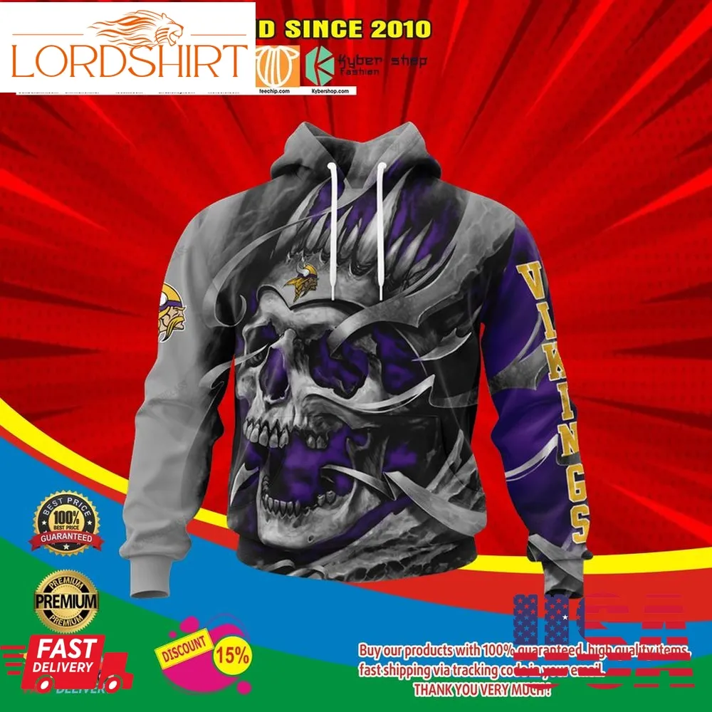 Minnesota Viking Skull Jersey Hoodie