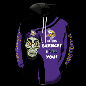 Minnesota Vikings New Skull Full All Over Print K1206 Hoodie Zipper