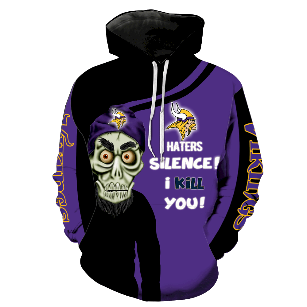 Minnesota Vikings New Skull Full All Over Print K1206 Hoodie Zipper