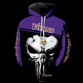 Minnesota Vikings Punisher Skull Full Print V1448 Hoodie And Zipper