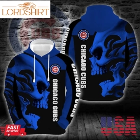 Mlb Chicago Cubs Skull Blue Hoodie