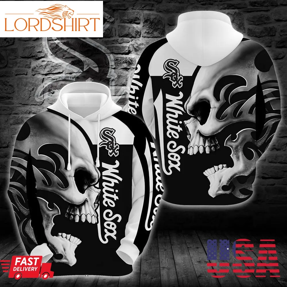 Mlb Chicago White Sox Skull Hoodie 3D