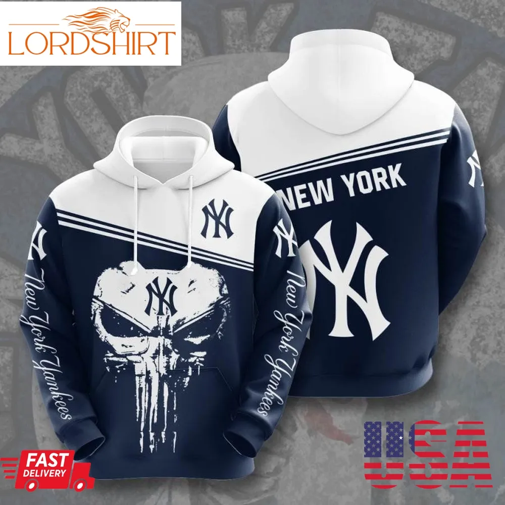 Mlb New York Yankess Blur Skull Full Printed Hoodie