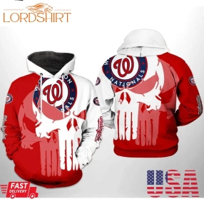 Mlb Washington Nationals Mlb Team Skull Mlb 3D Hoodie Size From S To 5Xl