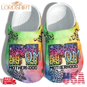 Mom Motherhood Hippie Shoes Crocs   Hippie Leopard Clogs Birthday Gifts For Mothers Day 2022  Cr Mt01