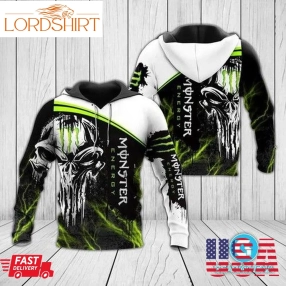 Monster Energy Punisher Skull Black White Green 3D Hoodie