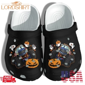 Monsters Truck Usa Flag Halloween Pumpkin Ghost Cute Crocs Shoes Clog   Halloween Crocs Crocband Clog Birthday Gift For Man Woman