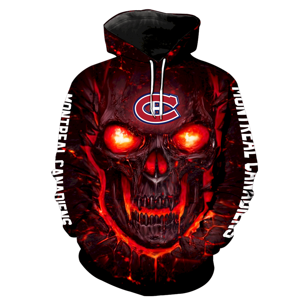 Montreal Canadiens Skull Full Over Print 1236 Hoodie Zipper