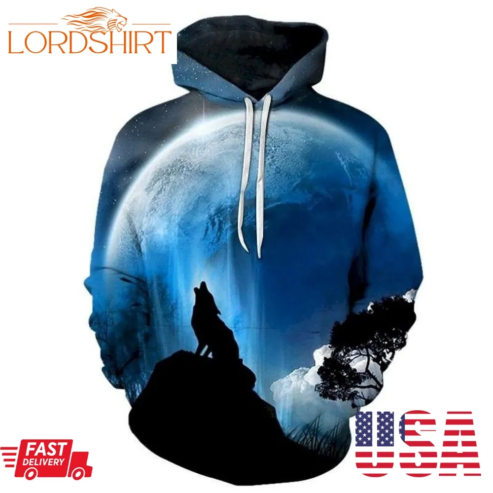 Moon Wolf 3D Sweatshirt Hoodie Pullover