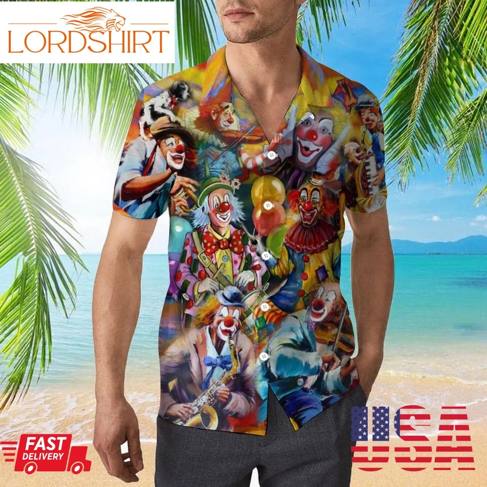 More Clown Less Frowning 3D All Over Print Button Design For Halloween Hawaii Shirt