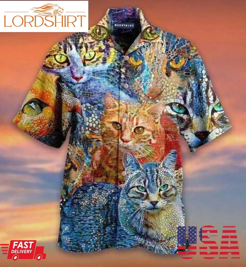 Mosaic Cat Hawaiian Shirt Pre12615, Hawaiian Shirt, Beach Shorts, One Piece Swimsuit, Polo Shirt, Funny Shirts, Gift Shirts, Graphic Tee